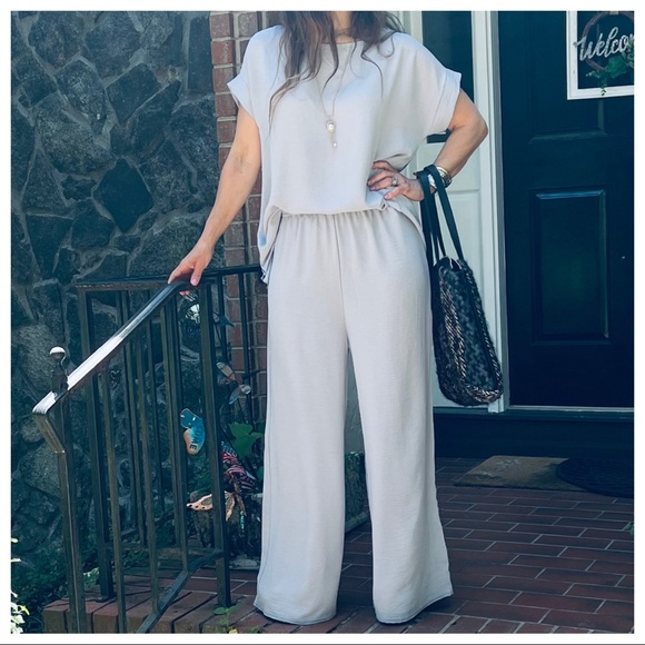 MADE IN FRANCE! FABULOUS WIDE LEG PANT AND TUNIC TOP 2 PIECE SET - Picture 2 of 9